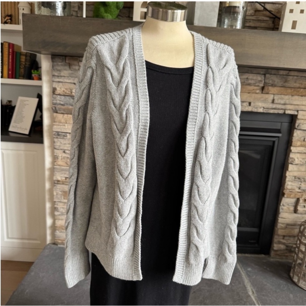 Halogen Heather Gray Cable Knit Cardigan